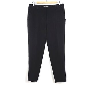 Sandra Angelozzi Women's‎ Black Tapered Dress Pants Faux Leather Piping Size 38
